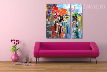 Модульная картина Под зонтами