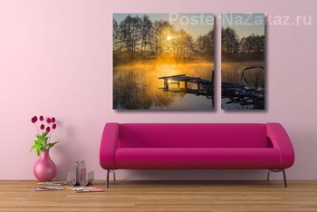 Модульная картина Красочное утро на пруду