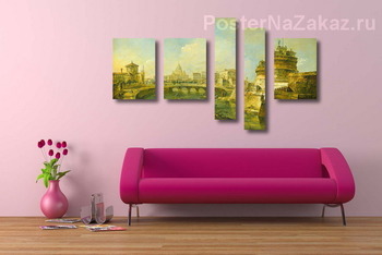 Модульная картина Причудливый вид на замок Святого Ангела, Рим