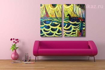 Модульная картина Море и девушка