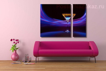 Модульная картина Фиолетовый вихрь вокруг бокала