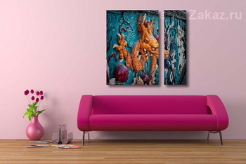 Модульная картина Урбанометрия. Китайский садик. Дракон.