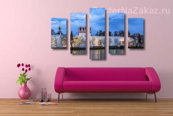 Модульная картина Вечерняя прогулка у Новодевичьего пруда