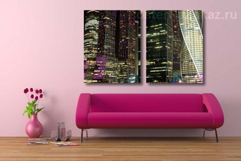 Модульная картина Огни ночногй Москвы