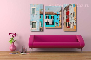 Модульная картина Цветные дома на острове Бурано, Италия