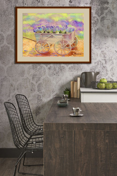 Модульная картина Тележка с лавандой прованс