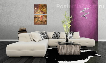 Модульная картина дождливая осенняя ночь