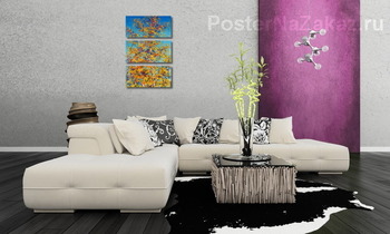 Модульная картина Золото листьев разлетелось по небу