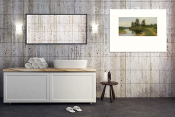 Модульная картина Речной пейзаж и силуэт.