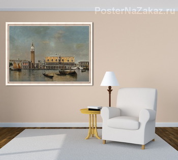 Модульная картина Вид на дворец Дожей с гондолами на переднем плане