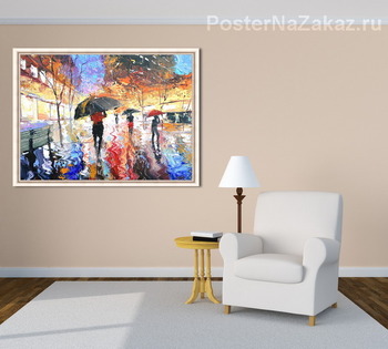 Модульная картина Неоновые краски дождя