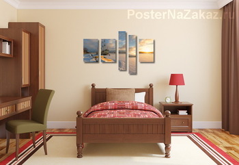 Модульная картина Зимний рассвет на Петровской набережной.