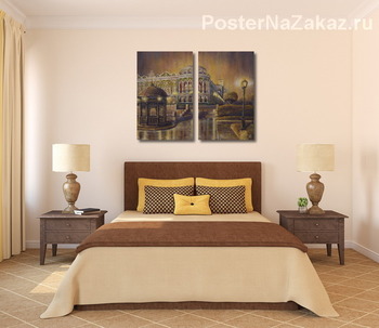 Модульная картина Вечерний Екатеринбург, вид на дом Севастьянова