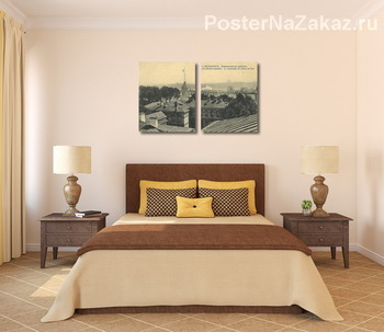 Модульная картина Вид на Петропавловскую крепость с крыш окрестных домов