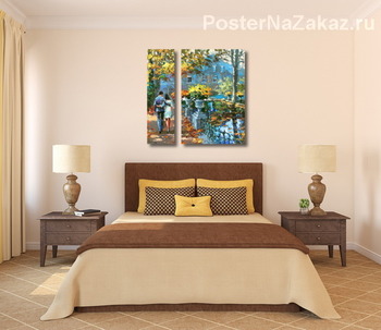 Модульная картина осень желтые листья