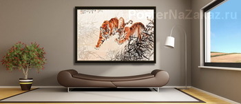 Модульная картина Тигры в кустах