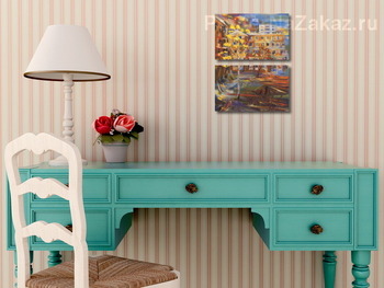 Модульная картина Осенний городок