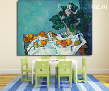 Модульная картина Натюрморт с яблоками и горшком с примулой