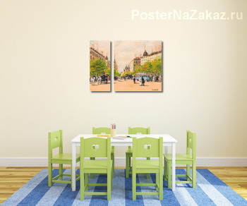 Модульная картина Летняя уличная сцена