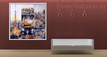 Модульная картина Ночной Токио
