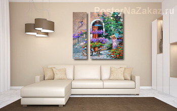 Модульная картина Девушка и цветы