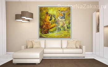 Модульная картина Тигрята принимают ванну