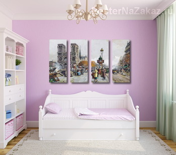 Модульная картина Нотр-Дам и набережная Сен-Мишель