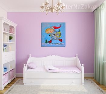 Модульная картина Новогодняя овечка