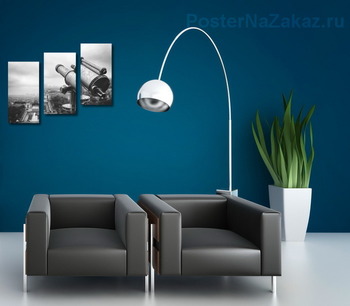 Модульная картина Подзорная труба на Эйфелевой башне во время дождя