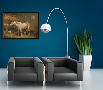 Модульная картина Старая лошадь с собакой в стойле