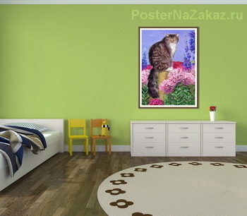 Модульная картина кот в саду