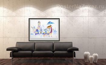 Модульная картина Прогулка под дождем