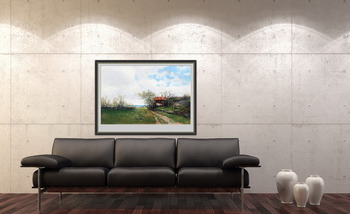 Модульная картина Летний пейзаж коттедж