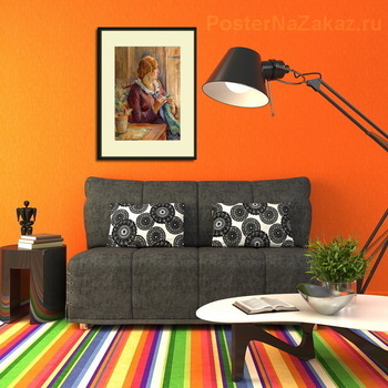 Модульная картина Женщина и ее вышивка