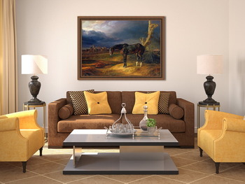 Модульная картина Брошенная лошадь на поле боя в Можайске