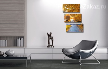 Модульная картина Аллея с красивыми осенним деревьями