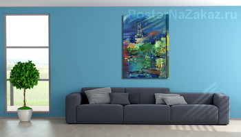 Модульная картина Эйфелева башня ночью