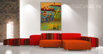 Модульная картина Триптих. Городок. Наблюдатели.