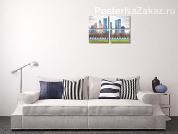 Модульная картина Вид на Москва-Сити со стороны Московского Ипподрома
