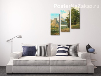 Модульная картина Горный пейзаж с озерами