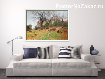 Модульная картина Осенний пейзаж с девушкой пастбища и скот