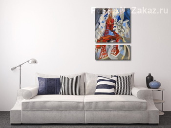 Модульная картина Красная Эйфелева башня