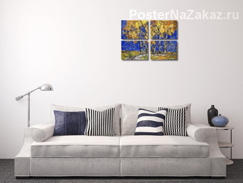 Модульная картина Ночные берёзы