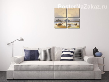 Модульная картина Санкт-Петербург: катание на Санях по Неве с видом на Адмиралтейство, Исаакиевский собор, медный всад