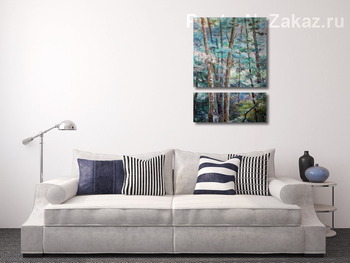 Модульная картина Пейзаж в голубых тонах