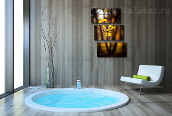 Модульная картина Жёлтые листья на фоне чёрных стволов 2.