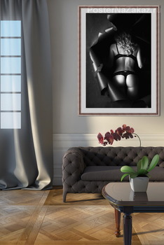 Модульная картина Портрет девушки со спины, на рваном фоне