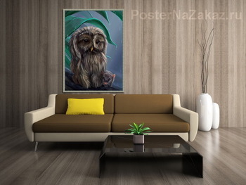 Модульная картина Сова и мышонок под дождем