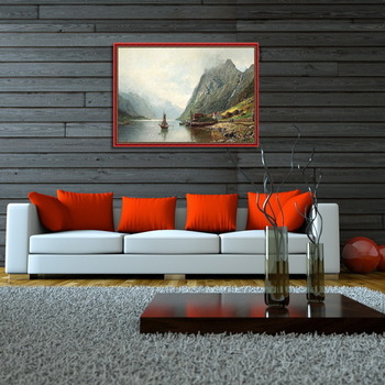 Модульная картина Пейзаж фьорда с парусными лодками