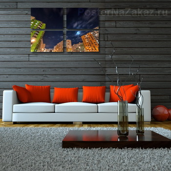 Модульная картина Ночная жизнь города